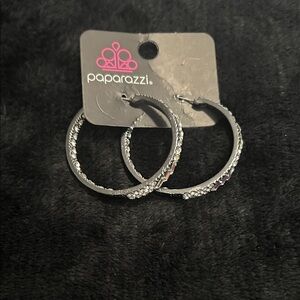 Paparazzi Glittering Silver Hoop Earrings